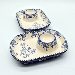 Temptations Blue Floral Lace Ceramic Snack Caddies
